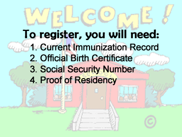 Welcome to School - items you need to register